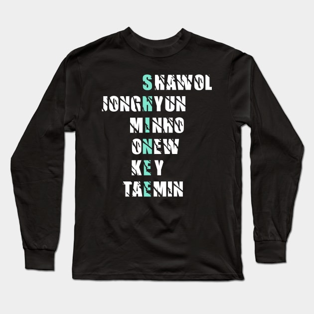 Shinee Member Name Long Sleeve T-Shirt by hallyupunch
